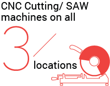 CNC Cutting/ Saw machines on all 3 locations